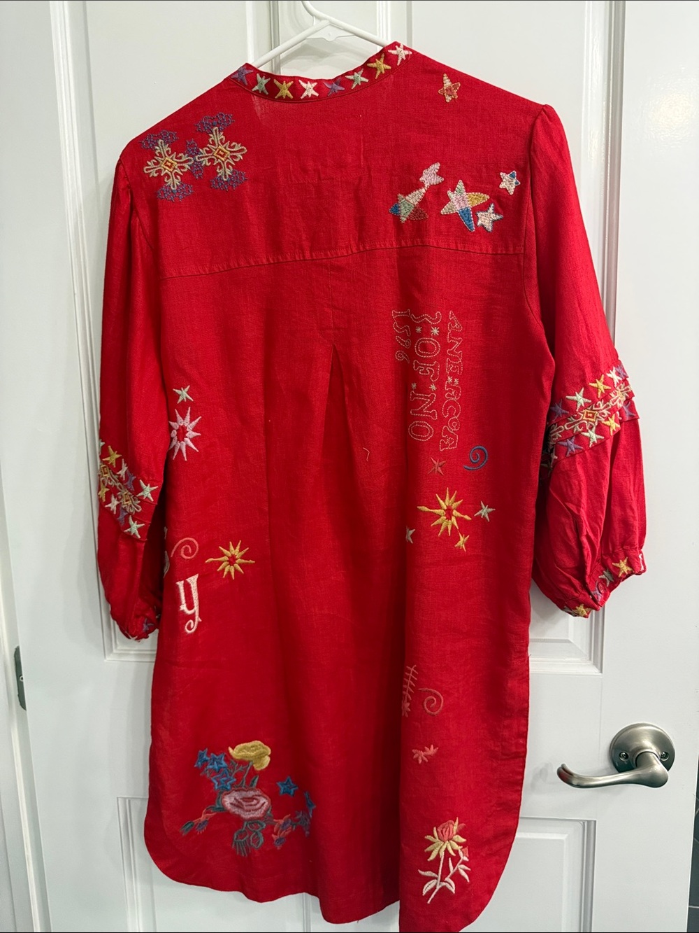 Johnny Was Red Embroidered Boho Tunic - Picture 2 of 3